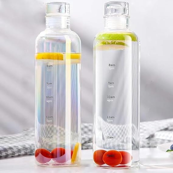 Drinkware Decor Beautiful Straight Drinking Bottle Transparent Large Capacity Water Cup Portable Hight Borosilicate Glass (pink)