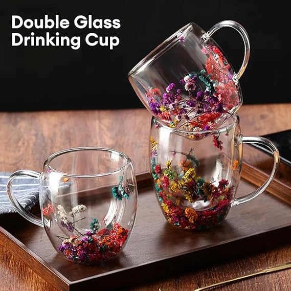 Drinkware Decor Double Wall Clear Glass Coffee Mug