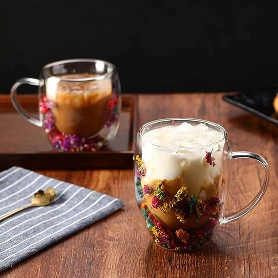 Drinkware Decor Double Wall Clear Glass Coffee Mug