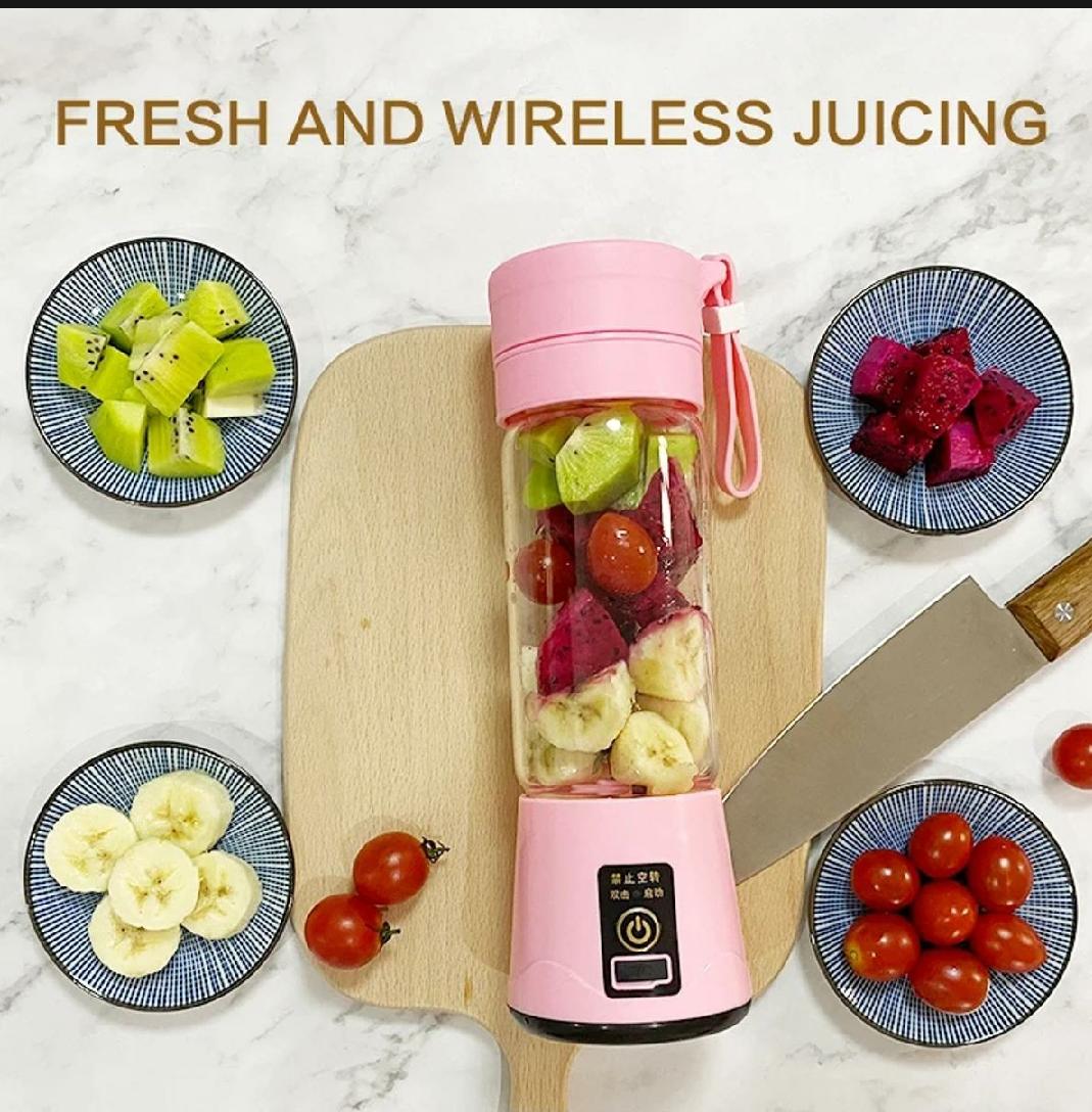 Drinkware Decor Portable Electric USB Juice Maker Juicer Bottle Blender Grinder Mixer, Rechargeable Bottle with 6 Blades
