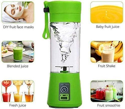 Drinkware Decor Portable Electric USB Juice Maker Juicer Bottle Blender Grinder Mixer, Rechargeable Bottle with 6 Blades