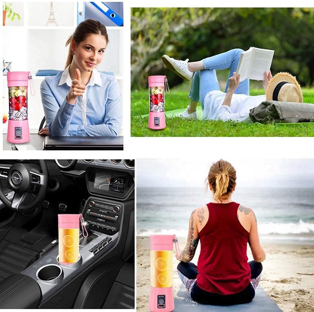 Drinkware Decor Portable Electric USB Juice Maker Juicer Bottle Blender Grinder Mixer, Rechargeable Bottle with 6 Blades