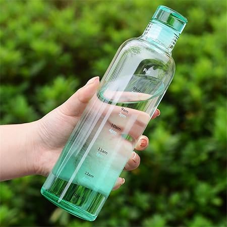 Drinkware Decor Beautiful Straight Drinking Bottle Transparent Large Capacity Water Cup Portable Hight Borosilicate Glass (pink)