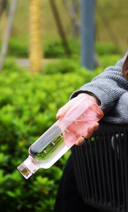 Drinkware Decor Beautiful Straight Drinking Bottle Transparent Large Capacity Water Cup Portable Hight Borosilicate Glass (pink)