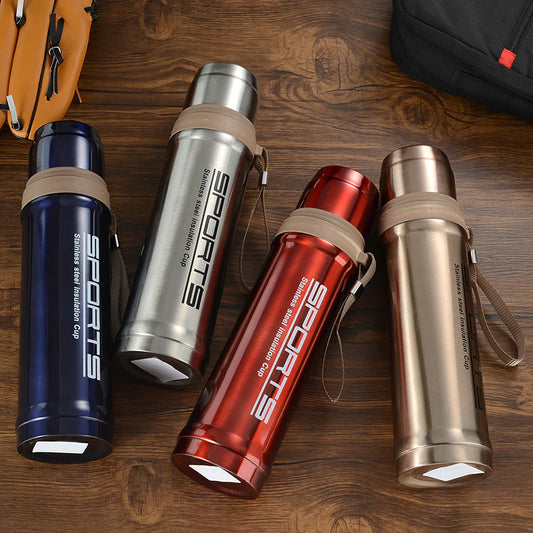 Drinkware Decor Sports 750ml Water Bottle with Vacuum Flask - Sports Stainless Steel Vacuum Bottle (Gold) (Red)