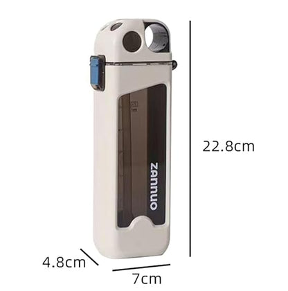 Drinkware Decor Sports Water Bottle 350ML, Leakproof Square BPA Free Plastic Portable Drinks Bottle, Sturdy and Durable Flat Water Bottle for Sports, Fitness, Gym, Cycling